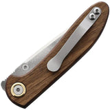 Leader Knives Fuga F103 Linerlock - Walnut Handle Folding Knife With 3.38in 4116 Stainless Blade And Pocket Clip by Leader Knives
