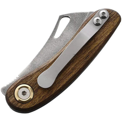 Leader Knives Fuga F104 Linerlock - Walnut Handle With 2.5 Inch 4116 Stainless Blade And Pocket Clip by Leader Knives