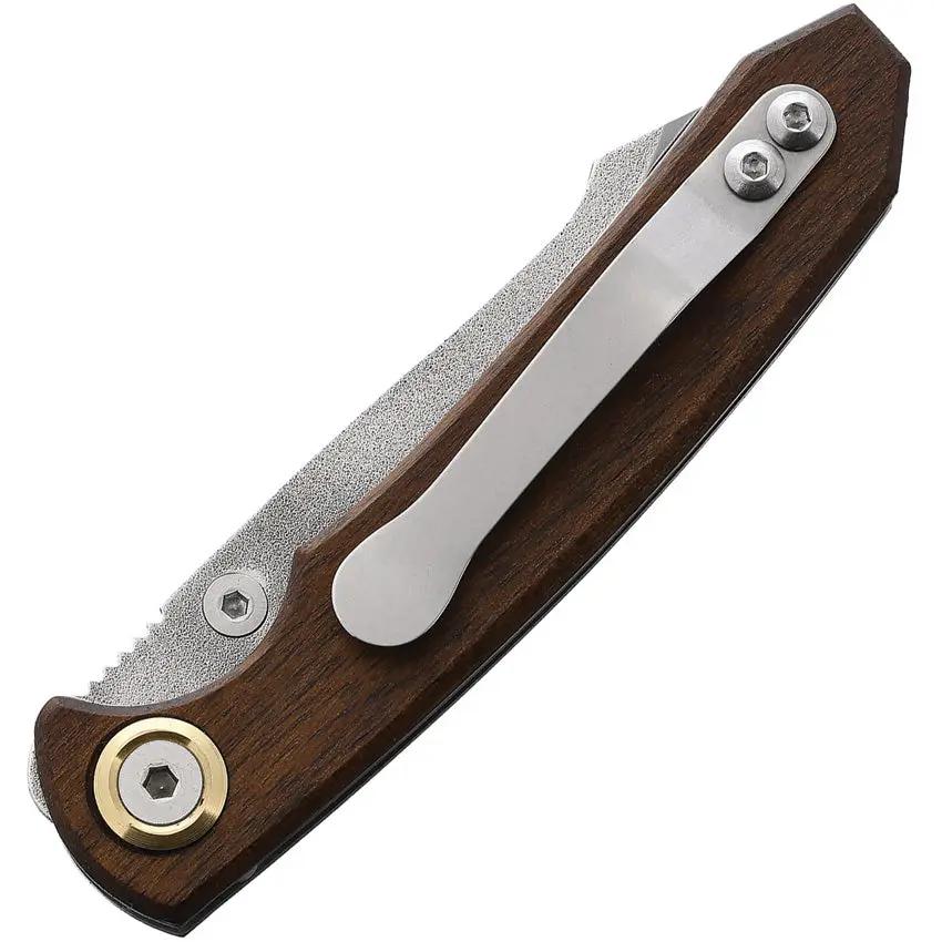 Leader Knives Fuga F105 Linerlock F105 - Walnut Handle 3 Inch 4116 Stainless Blade With Thumb Stud by Leader Knives