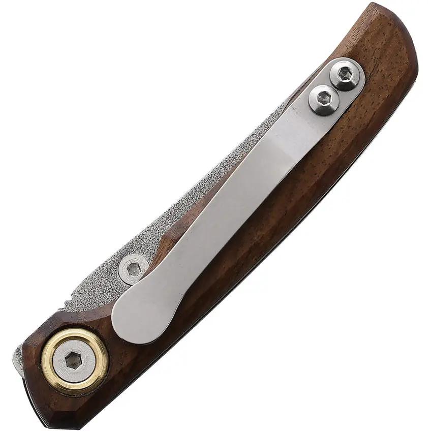 Leader Knives Fuga F108 Linerlock Folding Knife - Walnut Handle EDC Knife With 2.75in 4116 Steel Blade And Pocket Clip by Leader Knives