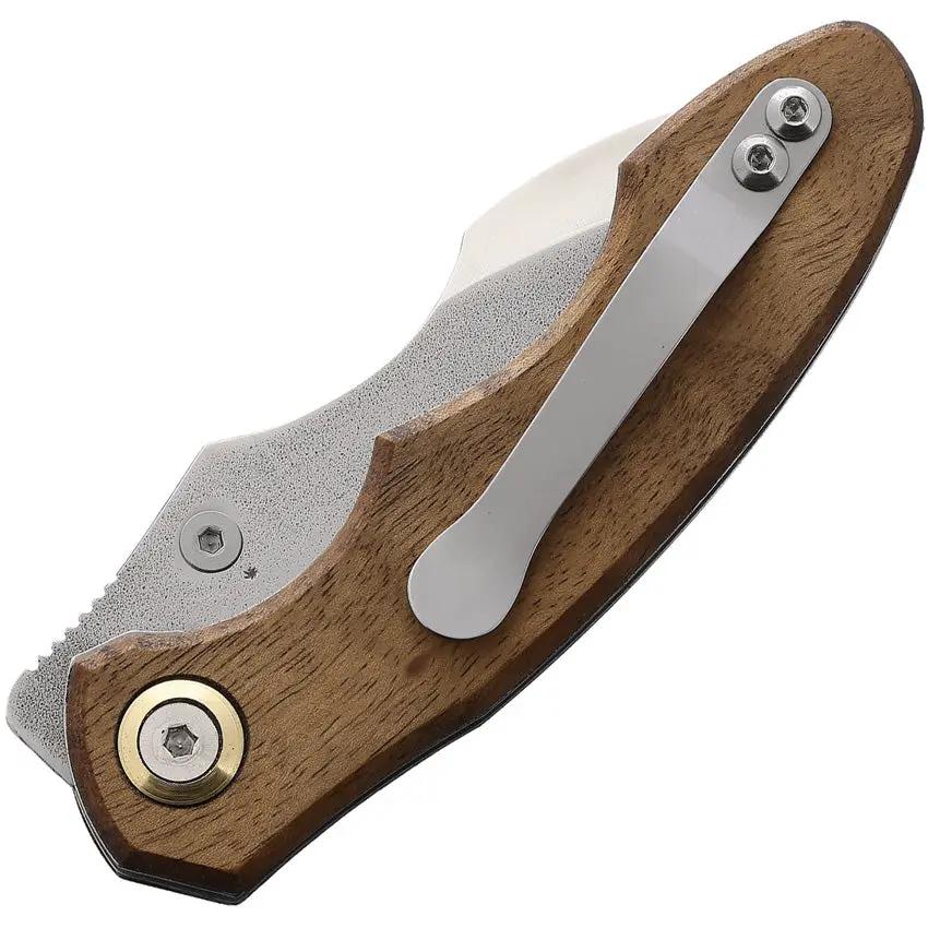 Leader Knives Fuga F111 Linerlock F111 - Walnut Handle Folding Knife With 3 Inch 4116 Stainless Blade And Pocket Clip by Leader Knives