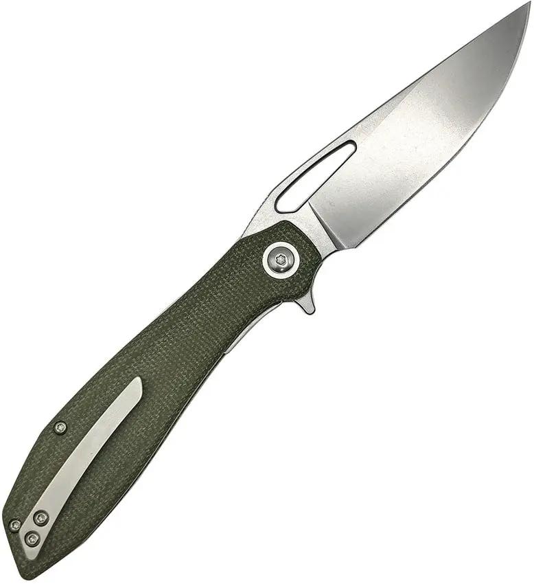 Luft Concepts BXTR Linerlock OD Micarta - D2 Blade, Extended Tang, Thumb Pull, Green Canvas Micarta Handle by Luft Concepts