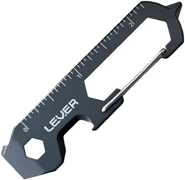 Lever Gear CLiP KT Keychain Tool - TSA Compliant 420 Stainless Multitool With Carabiner Ruler Bottle Opener by Lever Gear