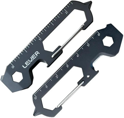 Lever Gear CLiP KT Keychain Tool - TSA Compliant 420 Stainless Multitool With Carabiner Ruler Bottle Opener by Lever Gear