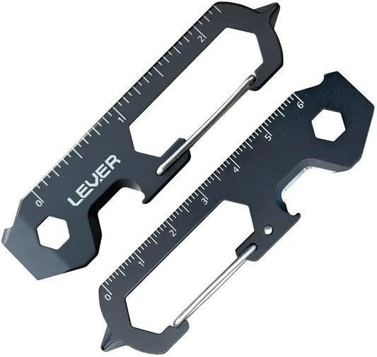 Lever Gear CLiP KT Keychain Tool - TSA Compliant 420 Stainless Multitool With Carabiner Ruler Bottle Opener by Lever Gear