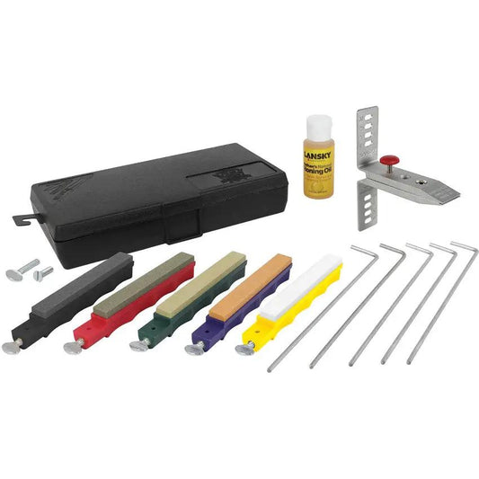 Lansky Deluxe Sharpening System LKCLX For Home Cooks And Outdoorsmen With Precision Multi Angle Guides And Five Hones by Lansky