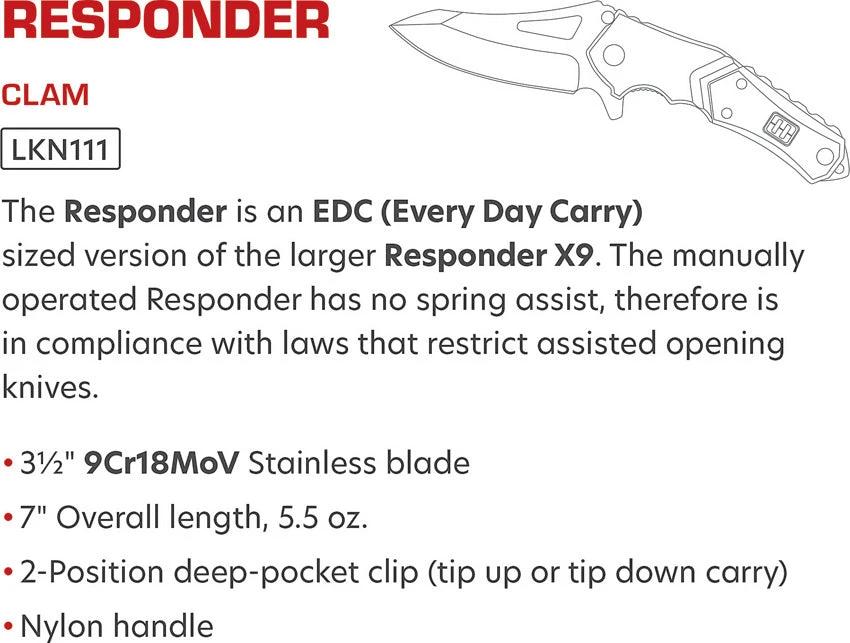 Lansky Responder Linerlock Knife 3.25in Blade 440C Stainless Black Green G10 Handle Pocket Clip EDC by Lansky