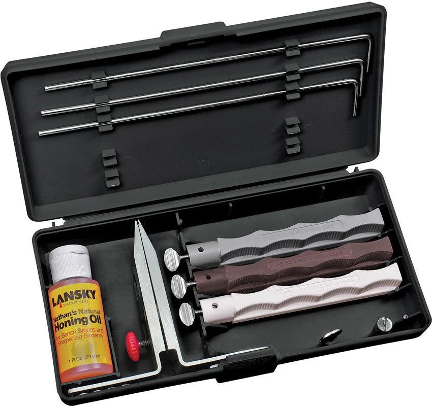 Lansky Natural Arkansas Sharpening Stone Set For Knife Owners With Precision Angle Guide And Flip Clamp by Lansky