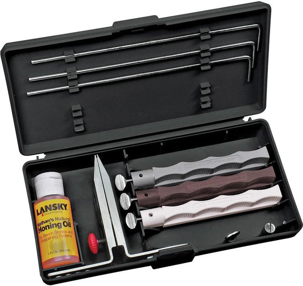 Lansky Natural Arkansas Sharpening Stone Set For Knife Owners With Precision Angle Guide And Flip Clamp by Lansky