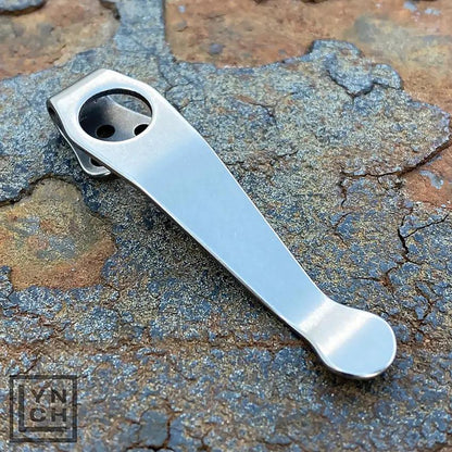 LynchNW Spyderco Standard Clip Titanium Stonewash Finish - Stonewash Titanium Construction by LynchNW
