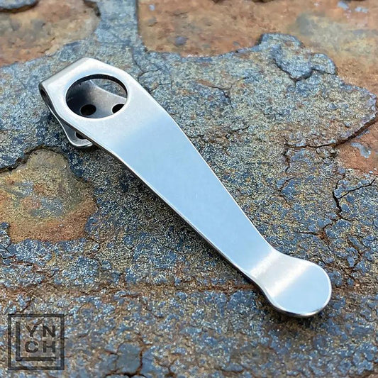 LynchNW Spyderco Standard Clip Titanium Stonewash Finish - Stonewash Titanium Construction by LynchNW