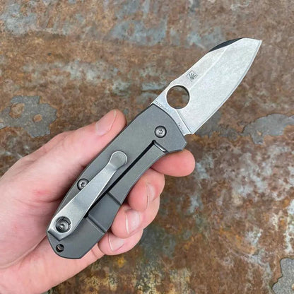 LynchNW Spyderco Standard Clip - Stonewash Titanium Construction, Standard Size, Boxed by LynchNW