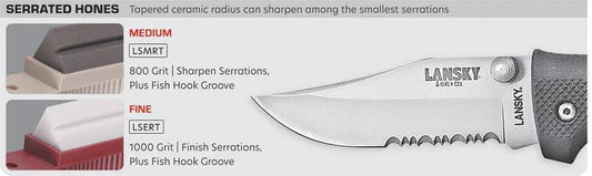 Lansky Serrated Edge Sharpening Hone LSERT V Shaped Alumina Ceramic Sharpeners for Serrated Knives Knife Enthusiasts by Lansky