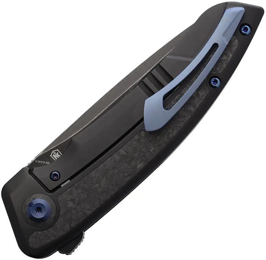 Legion Steel Knives Asgeir Solv Framelock Black L12023B CPM-20CV Sheepsfoot Blade with Shredded Carbon Fiber Inlay by Legion Steel Knives