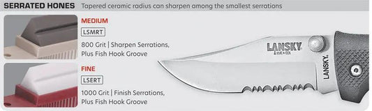Lansky Serrated Edge Sharpening Hone LSMRT Premium Medium Grit For Home Cooks And Knife Enthusiasts With Finger Grip by Lansky