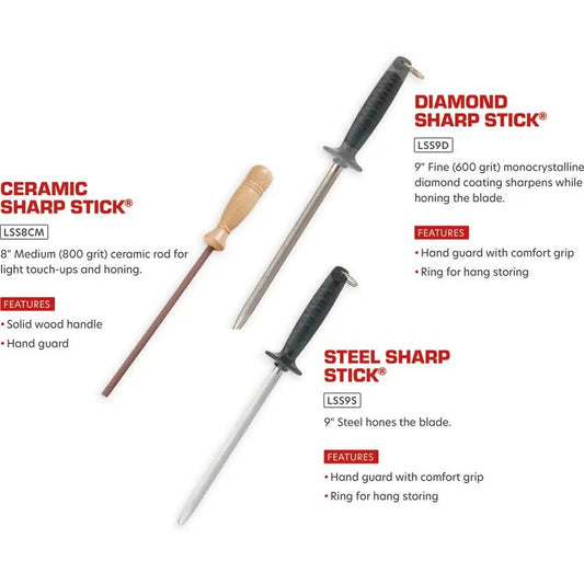 Lansky Sharp Stick LSS8CM 8in Premium Medium Grit Alumina Ceramic Rod With Natural Wood Handle For Knife Enthusiasts by Lansky