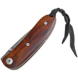 LionSteel Mini Damascus Linerlock EDC Knife With Santos Wood Handle And 2.25 Inch Damascus Drop Point Blade by LionSTEEL