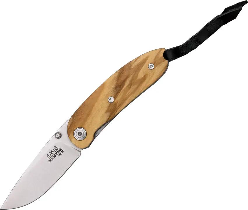 LionSTEEL Mini Olive Wood 8210 UL Pocket Knife With D2 Blade Liner Lock Premium Leather Pouch For EDC Enthusiasts by LionSTEEL
