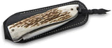 LionSteel Opera Lockback Knife Damascus Blade Stag Handle 4 Inch Closed For Collectors by LionSTEEL