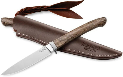 LionSTEEL AGO Fixed Blade Knife With Green Micarta Handle Titanium Guard And M390 Satin Blade For EDC Enthusiasts by LionSTEEL