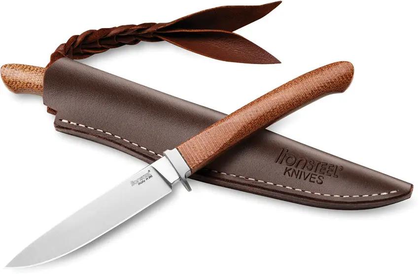 LionSTEEL AGO Fixed Blade Knife With Bohler M390 Satin Blade Micarta Handle Titanium Guard For Outdoor Enthusiasts by LionSTEEL