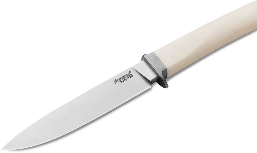 LionSteel AGO Fixed Blade Knife White Micarta Handle M390 Satin Blade 7 Inch Overall For Outdoor Enthusiasts by LionSTEEL