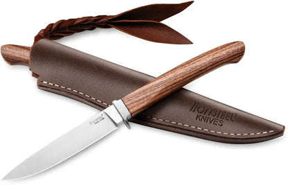 LionSTEEL AGO Fixed Blade Knife AG1 ST M390 Blade With Santos Wood Handle And Titanium Guard For Outdoor Enthusiasts by LionSTEEL