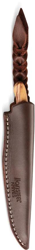 LionSTEEL AGO Fixed Blade Knife Olive Wood Handle M390 Satin Blade Titanium Guard For Outdoor Enthusiasts by LionSTEEL