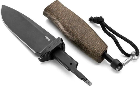 LionSteel Acha Fixed Blade Knife M390 Black PVD Blade Green Micarta Handle Premium Titanium Guard Outdoors Enthusiasts by LionSTEEL