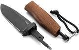 LionSteel ACHA Fixed Blade Knife M390 Black PVD Finish Full Tang Natural Burlap Micarta Handle For EDC Enthusiasts by LionSTEEL