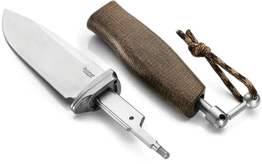 LionSteel Acha Fixed Blade Knife With Bohler M390 Blade Green Burlap Micarta Handle Titanium Bolsters For Outdoor Enthusiasts by LionSTEEL
