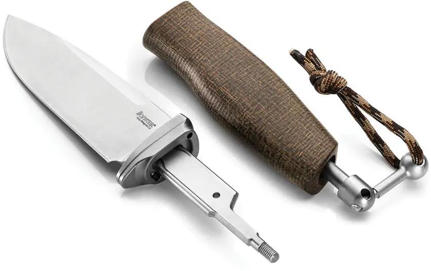 LionSteel Acha Fixed Blade Knife With Bohler M390 Blade Green Burlap Micarta Handle Titanium Bolsters For Outdoor Enthusiasts by LionSTEEL