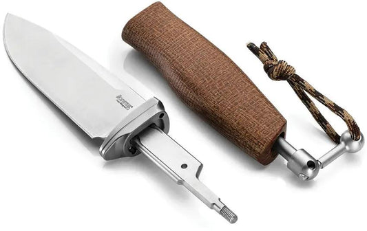 LionSteel Acha Fixed Blade Knife Bohler M390 Satin Blade Natural Burlap Micarta Handle Full Tang For Outdoor Enthusiasts by LionSTEEL