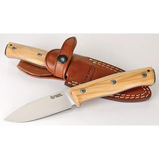 LionSTEEL B35 Fixed Blade Knife With Premium Sleipner Steel Full Tang Olive Wood Handle For Outdoor Enthusiasts by LionSTEEL