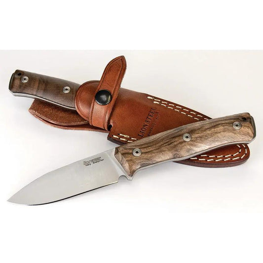 LionSTEEL B35 Fixed Blade Knife Premium Walnut Handle Full Tang Sleipner Steel For Outdoor Enthusiasts by LionSTEEL
