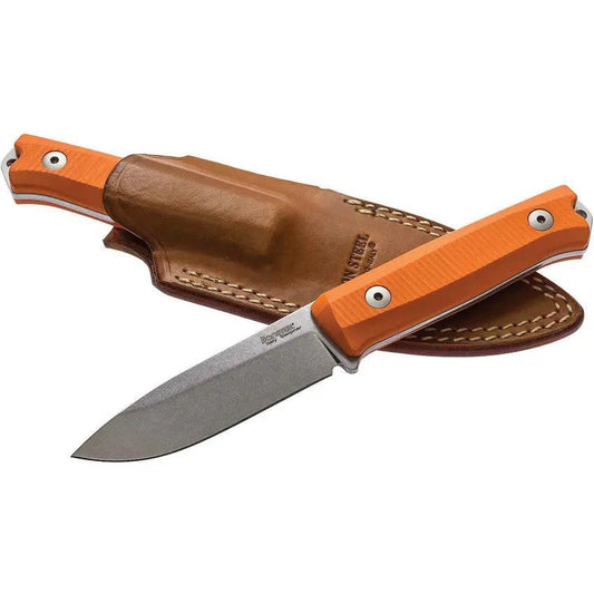 LionSTEEL Bushcraft Knife B40 Sleipner Steel Orange G10 Full Tang Survivalist Leather Belt Sheath Fire Starting Tang by LionSTEEL