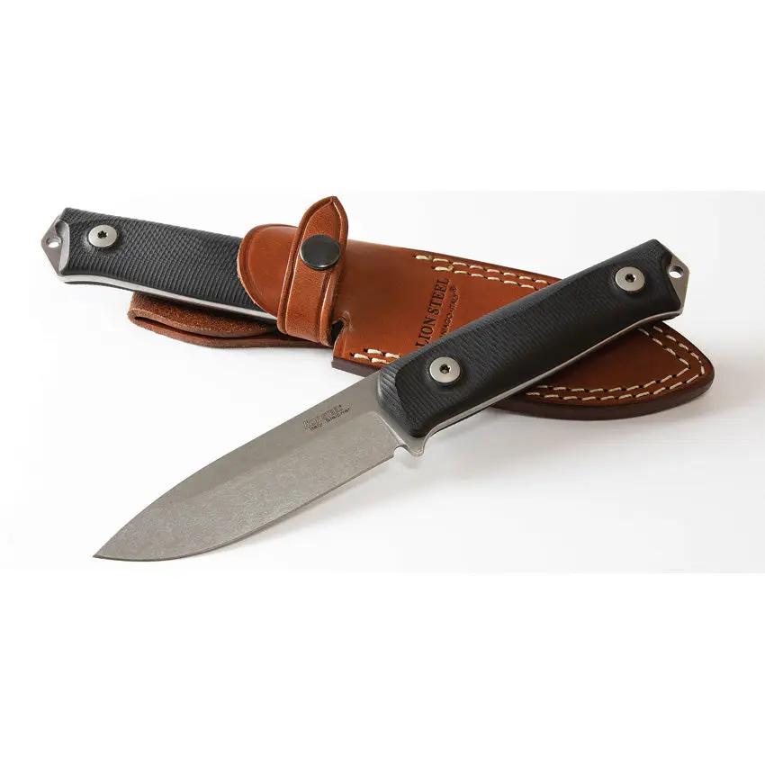 LionSTEEL B41 Bushcraft Knife Black G10 Full Tang Sleipner Steel Outdoor Survival Leather Sheath by LionSTEEL