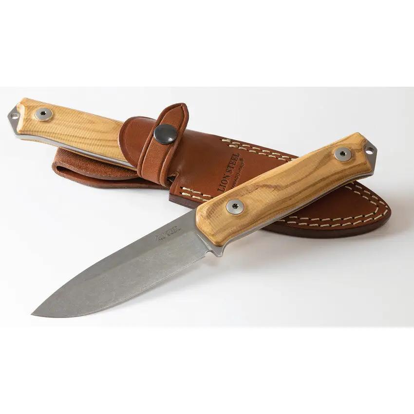LionSTEEL B41 Bushcraft Knife Olive Wood Handle Sleipner Tool Steel Full Tang For Outdoor Adventurers by LionSTEEL