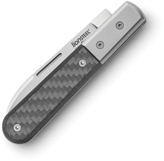 LionSteel Barlow Roundhead CF Folding Knife For EDC Enthusiasts M390 Satin Blade Carbon Fiber Handle by LionSTEEL