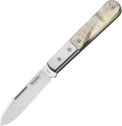LionSTEEL Barlow Ram Roundhead Knife 3in Satin M390 Blade Ram Horn Handle Titanium Bolster For EDC Enthusiasts by LionSTEEL