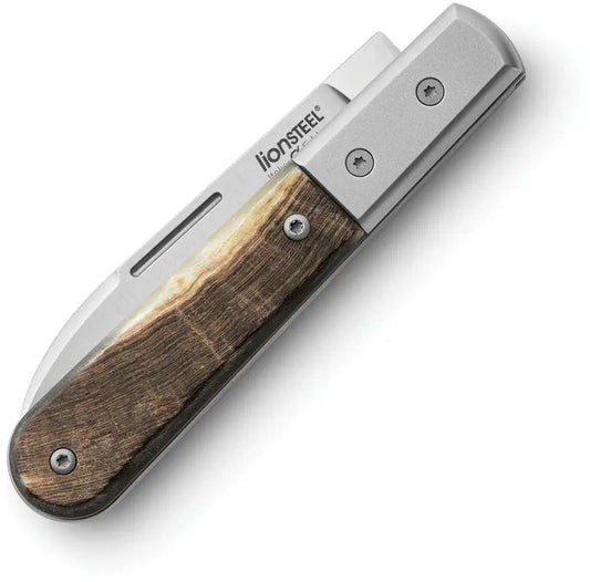 LionSTEEL Barlow Ram Roundhead Knife 3in Satin M390 Blade Ram Horn Handle Titanium Bolster For EDC Enthusiasts by LionSTEEL