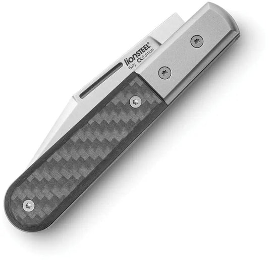 LionSteel Barlow Shuffler CF Knife With M390 Satin Blade Carbon Fiber Handle Titanium Bolster For EDC Enthusiasts by LionSTEEL