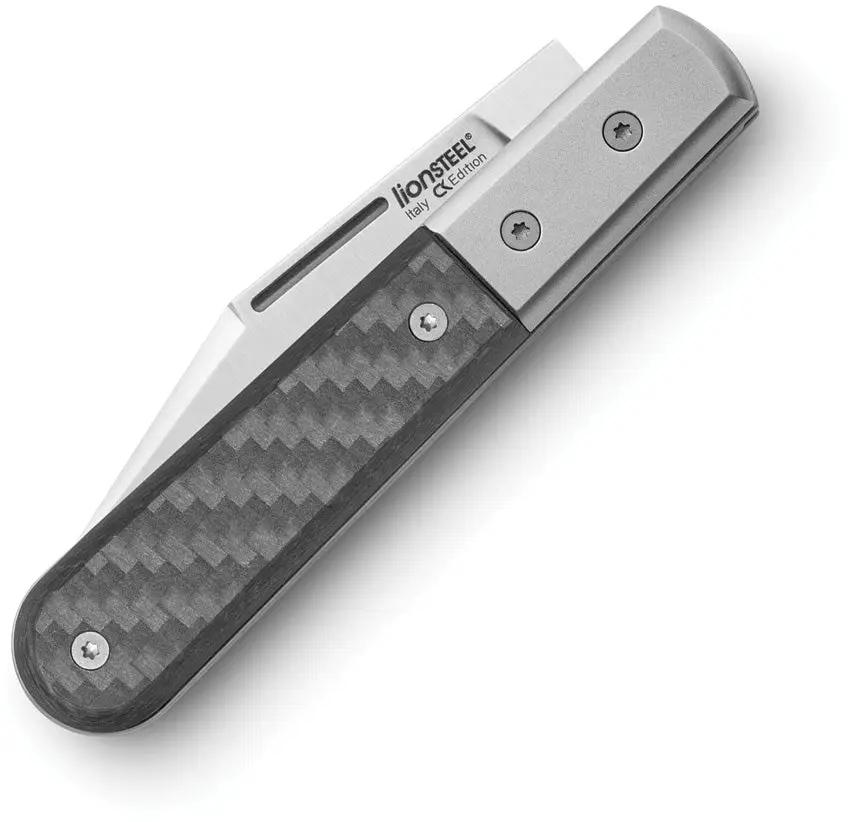 LionSteel Barlow Shuffler CF Knife With M390 Satin Blade Carbon Fiber Handle Titanium Bolster For EDC Enthusiasts by LionSTEEL