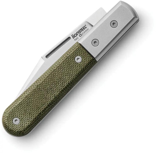LionSteel Premium Barlow Shuffler Green Canvas Micarta Handle M390 Satin Blade EDC Knife For Collectors by LionSTEEL