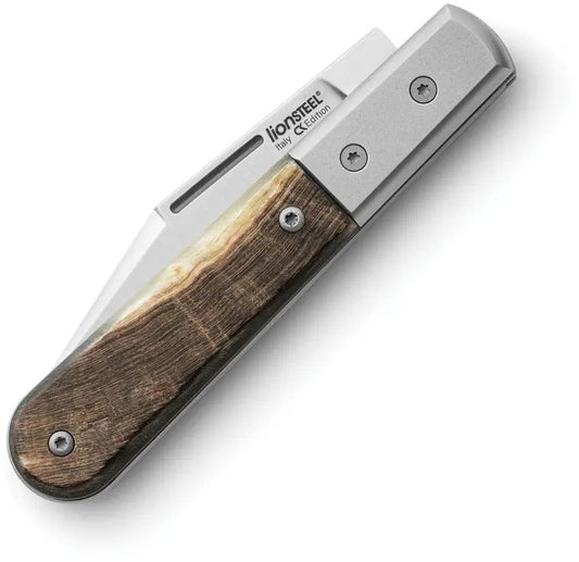 Lionsteel Barlow Shuffler Knife Rams Horn 3 Inch M390 Blade Premium Titanium Bolster Liners For EDC Enthusiasts by LionSTEEL