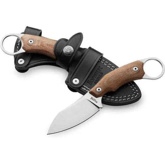 LionSteel H1 Skinner Fixed Blade Knife For Hunters Premium M390 Steel Full Tang With Finger Ring And Leather Belt Sheath by LionSTEEL