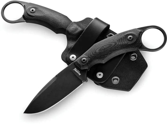 LionSTEEL H2 Fixed Blade H2B GBK M390 3 Inch Drop Point Full Tang With Finger Ring G10 Handle Kydex Sheath For EDC by LionSTEEL