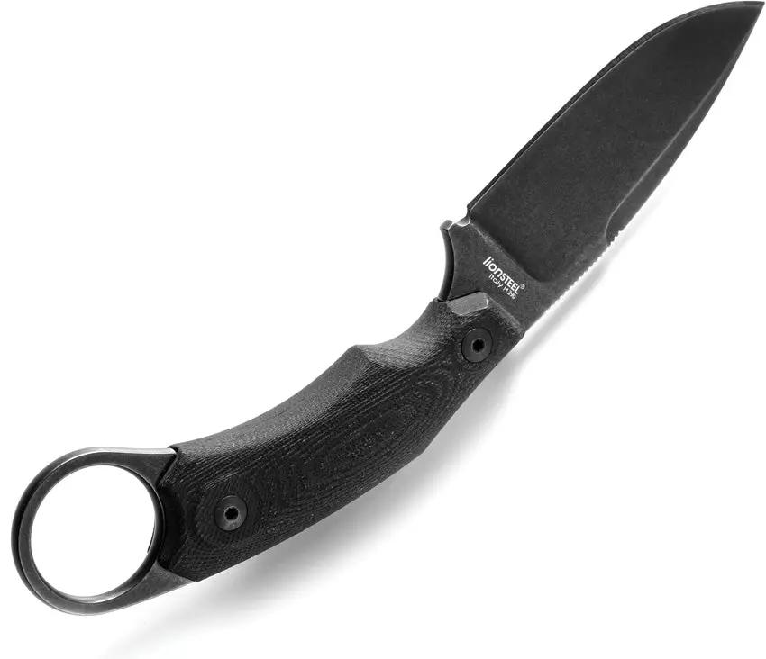 LionSTEEL H2 Fixed Blade H2B GBK M390 3 Inch Drop Point Full Tang With Finger Ring G10 Handle Kydex Sheath For EDC by LionSTEEL