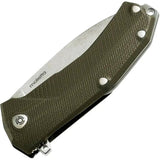 LionSTEEL KUR Linerlock Knife EDC Green G10 Sleipner Steel IKBS Drop Point Extended Tang Lanyard Hole Pocket Clip by LionSTEEL
