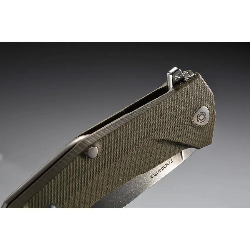 LionSTEEL KUR Linerlock Knife EDC Green G10 Sleipner Steel IKBS Drop Point Extended Tang Lanyard Hole Pocket Clip by LionSTEEL
